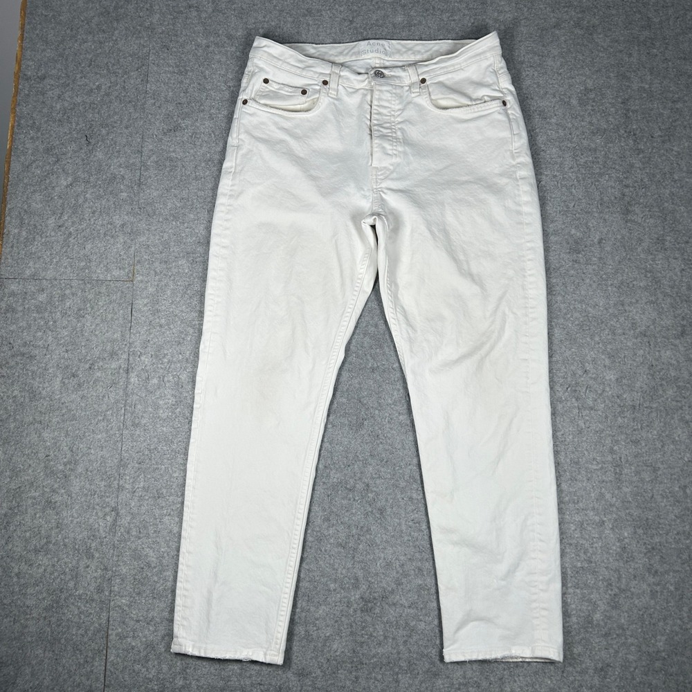 Acne Studios Denim Mens 33/32 White North White Vintage Slim Fit Straight Leg